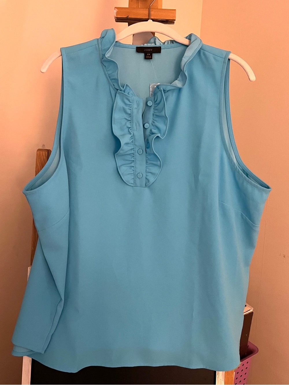 NWT J. Crew Turquoise Sleeveless Ruffle Blouse